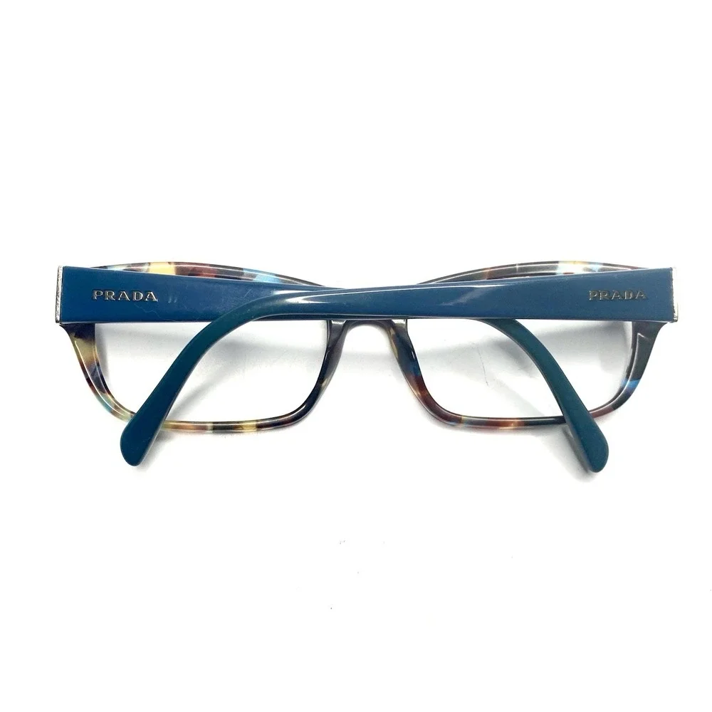 Prada Brown Blue Clear Tortoise Cat Eye Glasses Italy VPR180 NAG101 54 18 135
